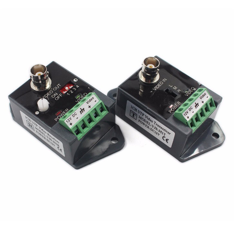 1 Video Balun Transmitter Receiver Active Power Video Balun Support 2400 Meters CCTV HDTVI HDCVI AHD-HD Active Balun