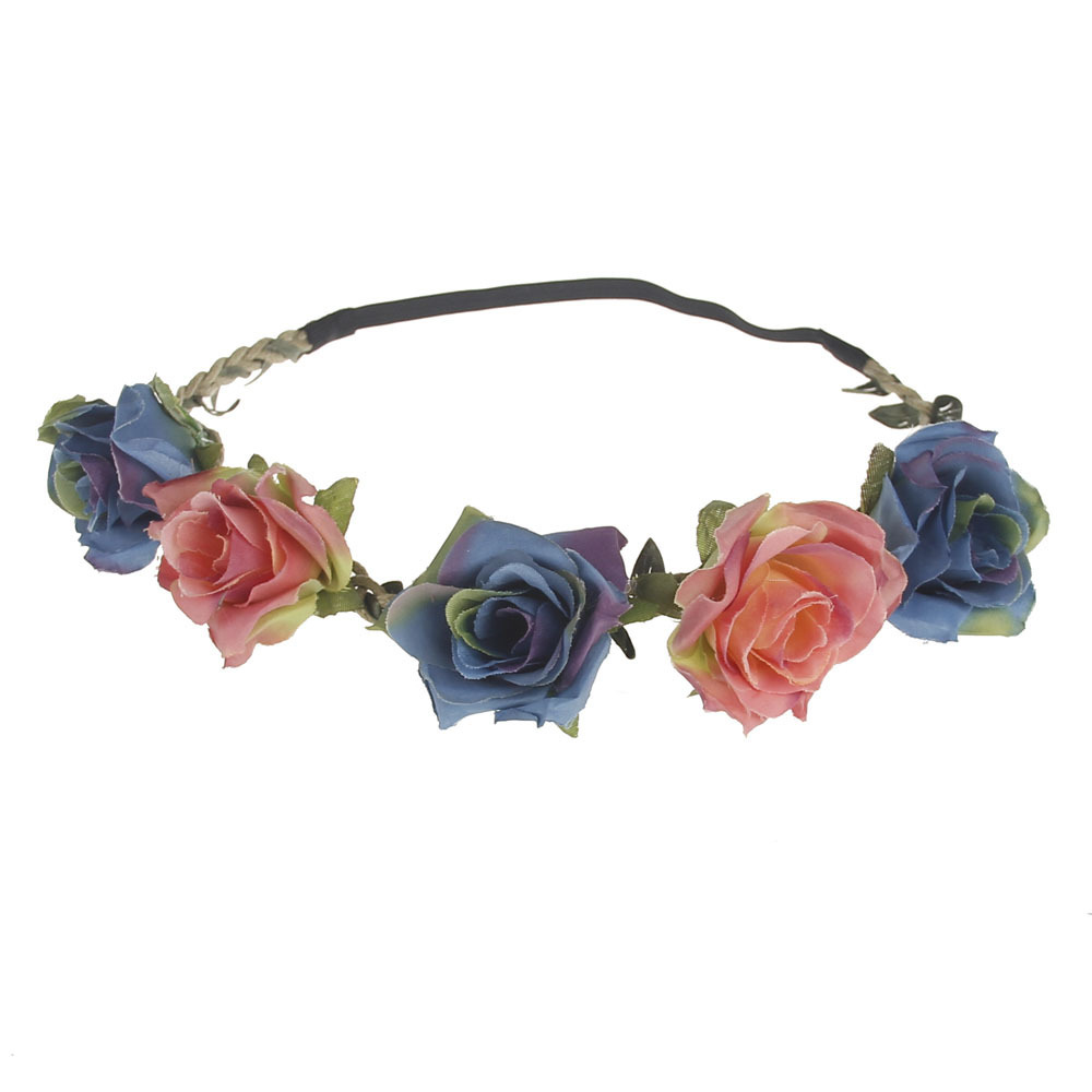 rose head band headpiece flowers hair headbands for women flower crown holiday hair accessories floral headband beach party hair flowers