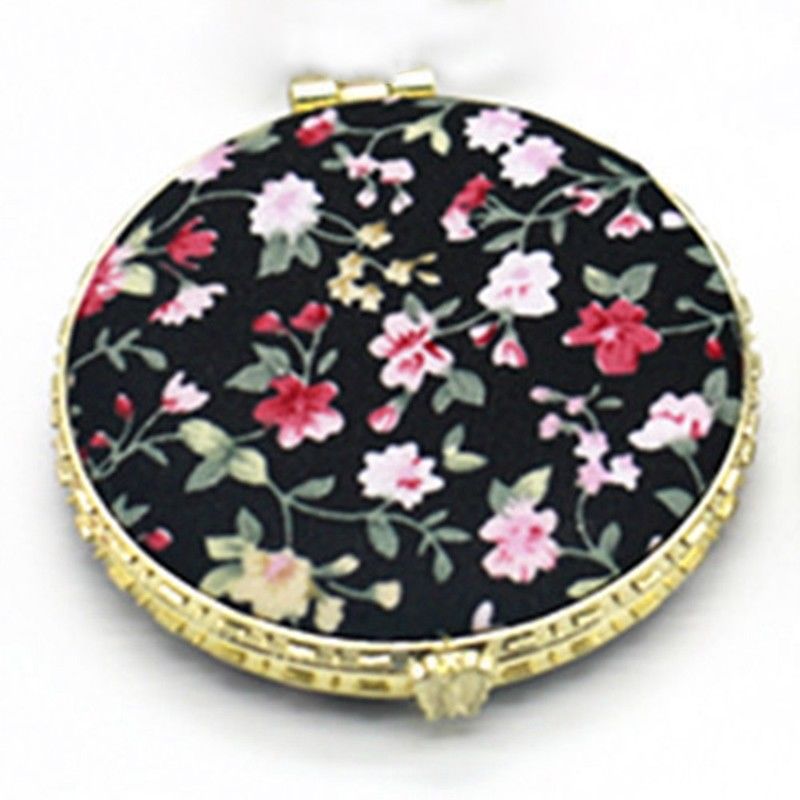 Makeup Compact Pocket Floral Mirrors Double-side Folding Mirror Hot Partysu Cloth Cover Printed Portable Round Mirrors F1614