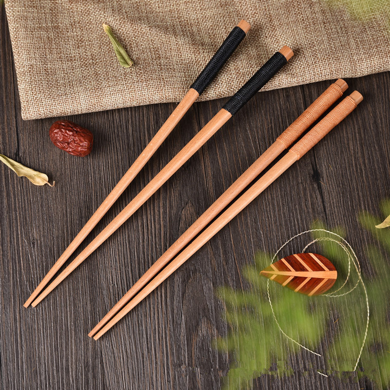Handmade Japanese Natural Chestnut Wood Chopsticks Set Value Gift Sushi Chinese Tie line