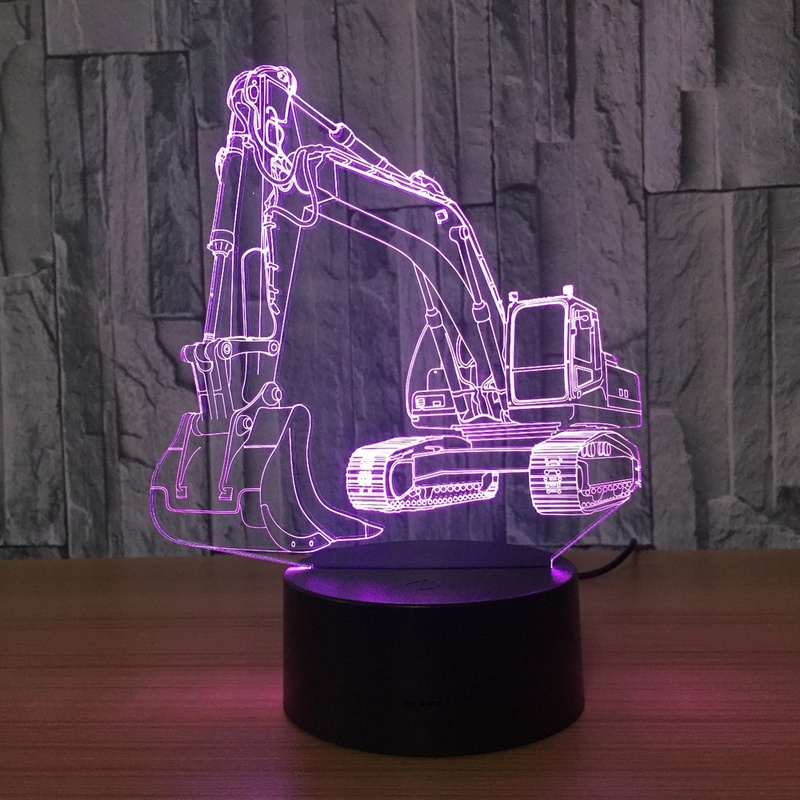 Excavator 7 Color Lamp 3d Visual Led Night Lights for Kids Touch Usb Table Lampara Lampe Baby Sleeping Nightlight Motion Light