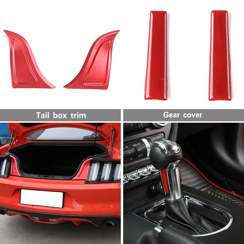Car Red 36 Piece Complete Set Kit Decoration Trim Cover For Ford Mustang 2015-2016 Auto Interior Accessories