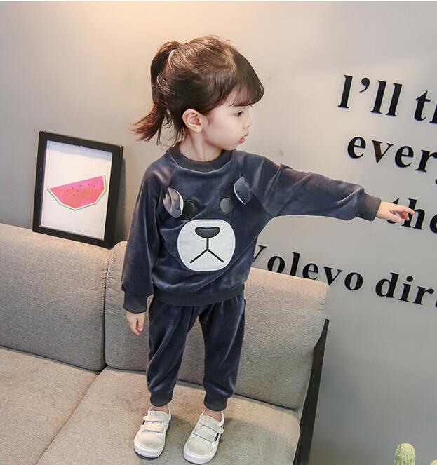 2018 autumn and winter children's clothing Korean girls gold velvet suit children's long-sleeved cartoon bear two-piece, Pink
2018 autumn and winter children's clothing Korean girls gold velvet suit children's long-sleeved cartoon bear two-piece, Pink