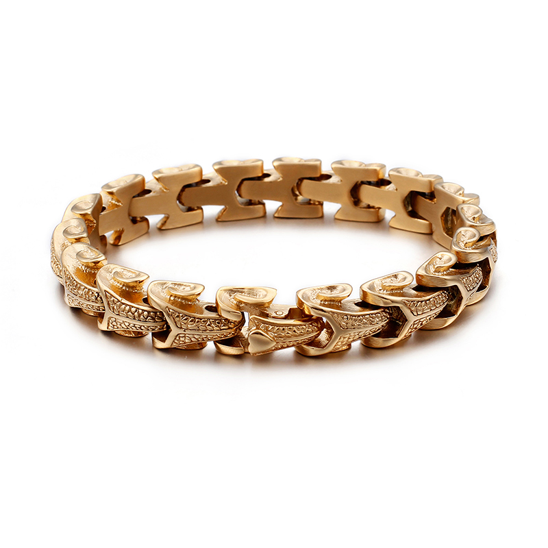 Snake Pattern Stainless Steel Bracelet Fashion Colorful Men's Ancient Silver Thick Heavy Hip Hop Rock Bangle Jewelry