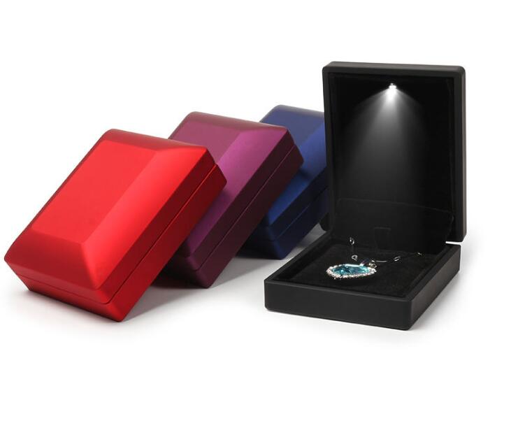 LED Lighted Jewelry Gift Box Earring Ring Neckalce Luxury Wedding Display Packaging Organizer Storage For Engagement