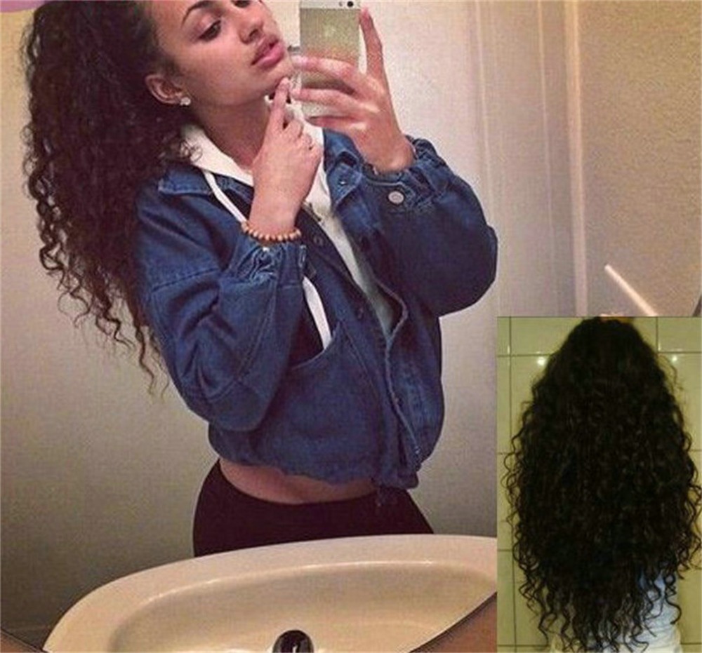 Kinky Curly Pony tail Hairpieces wraps Clip in Virgin Hair Drawstring ponytail Hair Extension Natural Afro puff