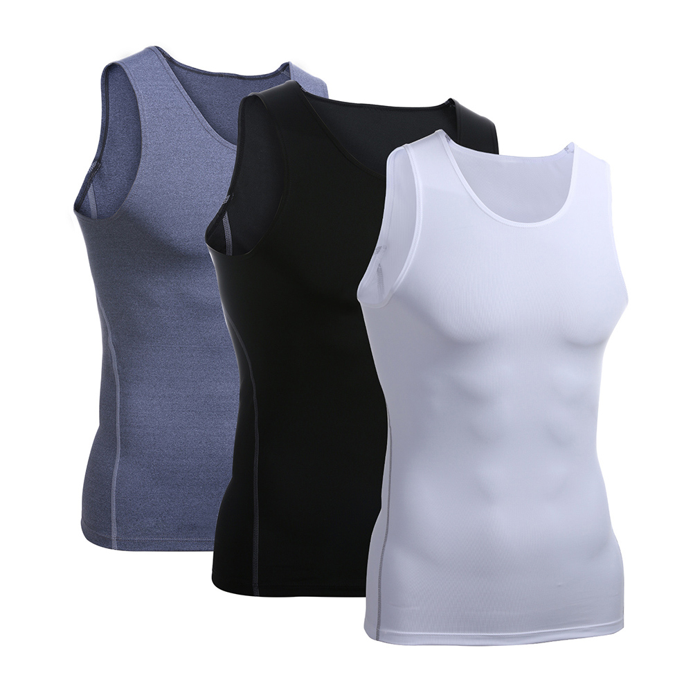 Men's Tank Tops 3Pcs/Pack Summer Men Top Solid Color High Quality Clothing Bodybuilding Vest Compression Under Base La