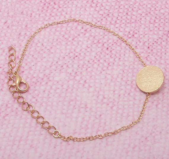 Geometric Disc Dot charm Bracelet Brushed Round Circle Bracelet Tiny Disk Coin Bracelet Simple Pie Bracelets for Women jewelry