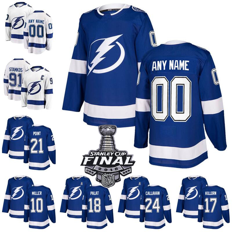 Custom Name Number Tampa Bay Lightning 21 Brayden Point Jersey 18 Ondrej Palat 10 JT Miller Alex Killorn Ryan Callahan Blue White Men Kids, Black;red
Custom Name Number Tampa Bay Lightning 21 Brayden Point Jersey 18 Ondrej Palat 10 JT Miller Alex Killorn Ryan Callahan Blue White Men Kids, Black;red