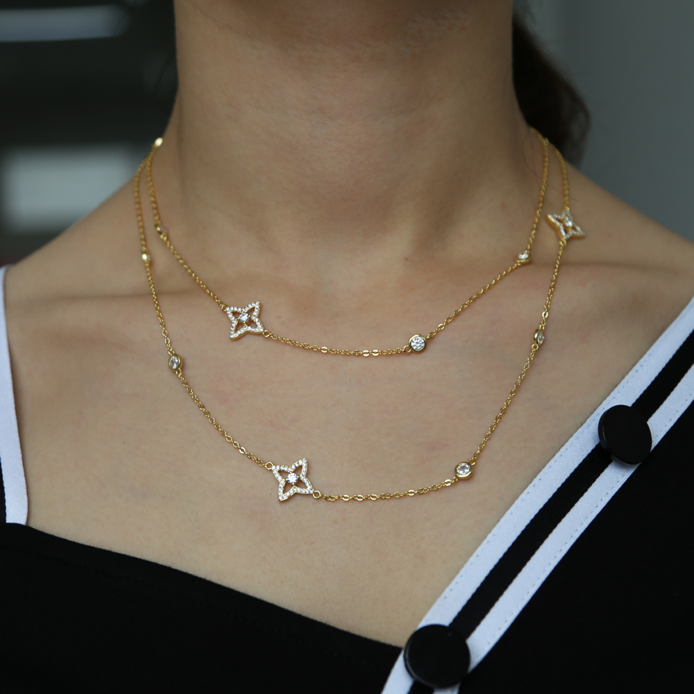 95+5cm long cz station chain necklace women ladies sexy jewelry CZ statement sweater chain fashion elegance multi layer necklaces