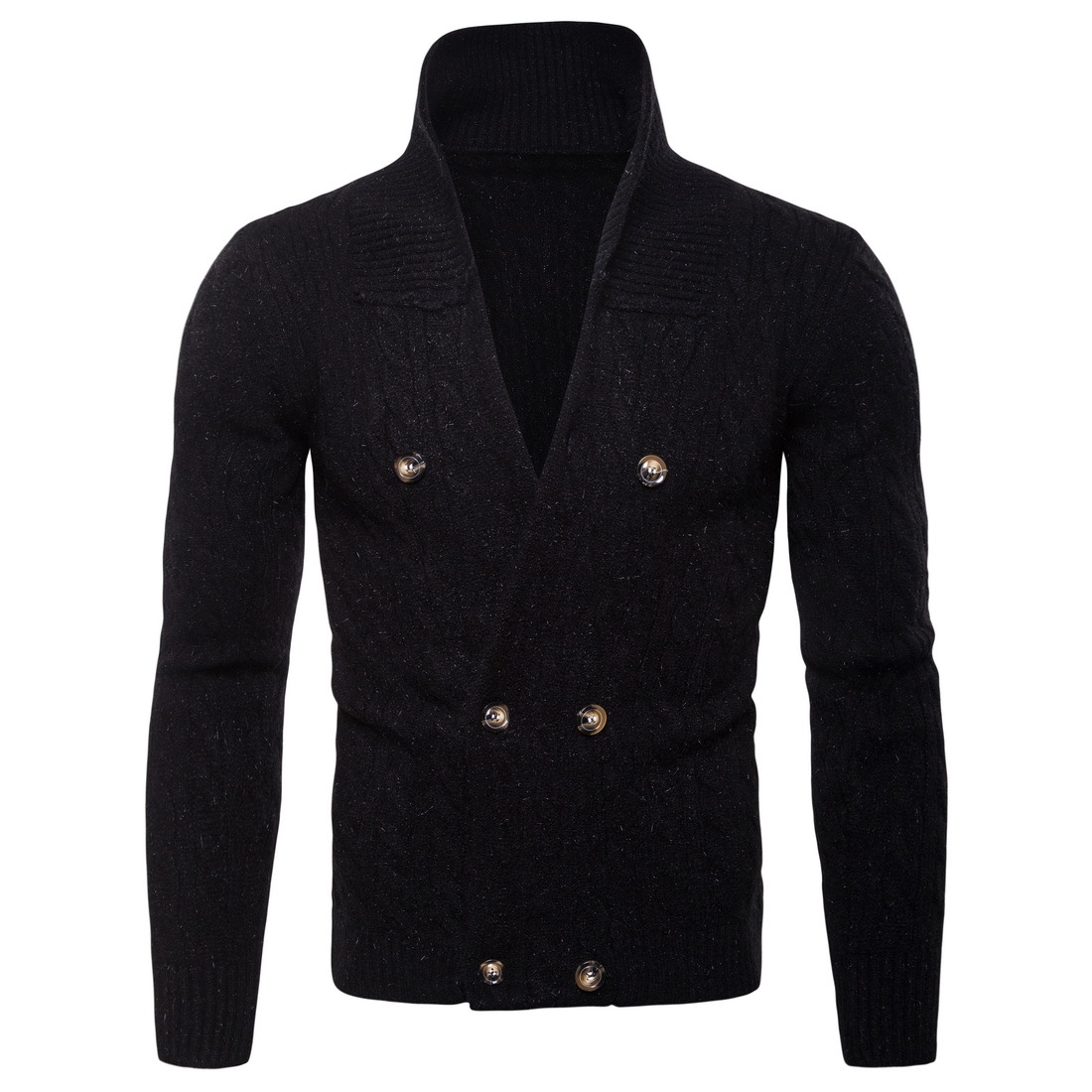 18 FW Mens Knitted Coats Fashion Lapel Neck Sweaters Double Breasted Slim Fit Warm Knitting Jackets B4