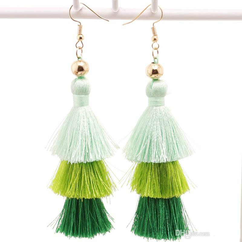 New Fashion Women Dangle Earrings Bohemia Long Tassel Earrings Exaggerated Multicolor Jewelry 8 Colors