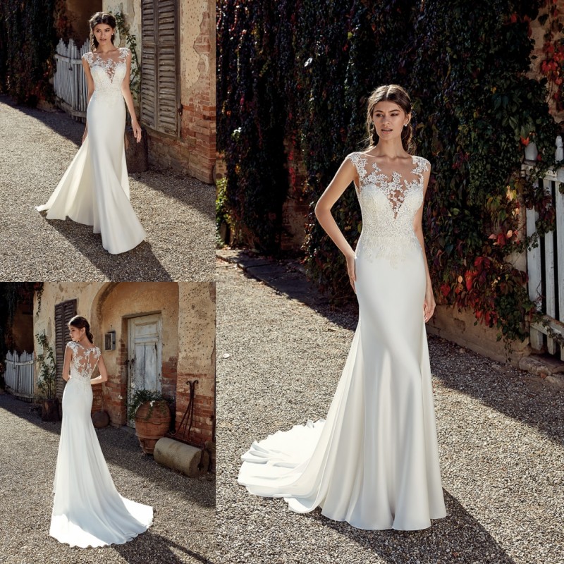 gorgeous mermaid wedding dresses custom made lace applique sweep train bridal gowns sexy illusion beach wedding dress, Black & white
gorgeous mermaid wedding dresses custom made lace applique sweep train bridal gowns sexy illusion beach wedding dress, Black & white