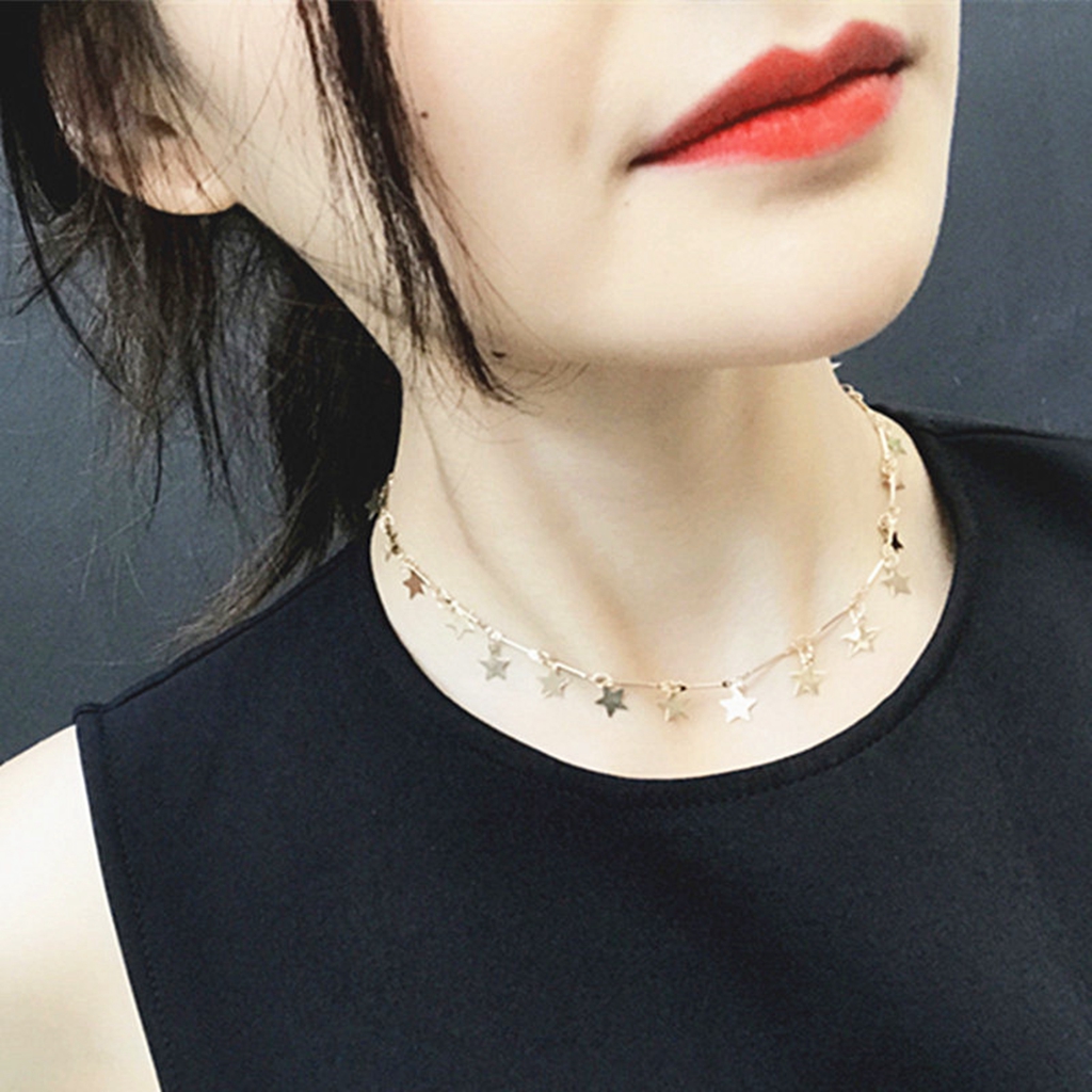 10pc/set Chain Choker Necklace for Women Grils Lucky Star Pendant Necklace