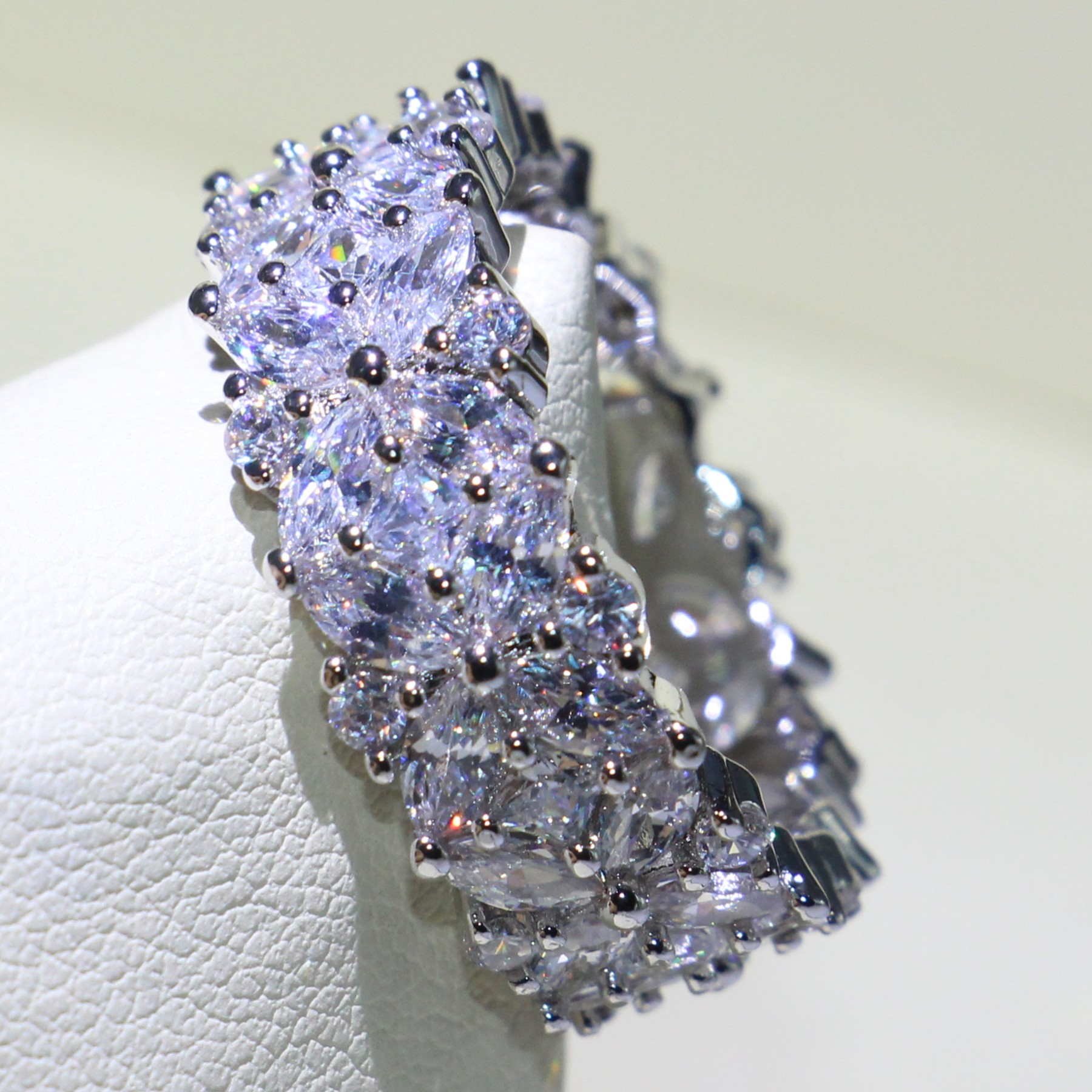 Marquise Topaz Dia 5A Zirconia Sterg Sier Party Wedding Ring