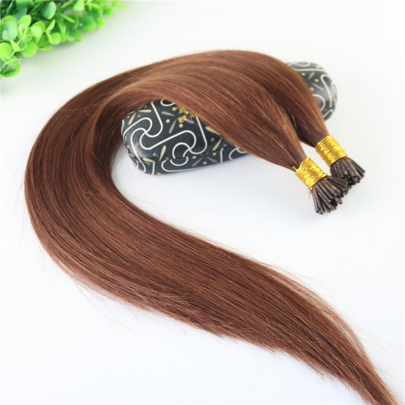 Auburn Brown #33 Stick-tip Extensions Brazilian Human Hair 100Strands 100gram Straight Keratin I-tip Human Hair Extensions