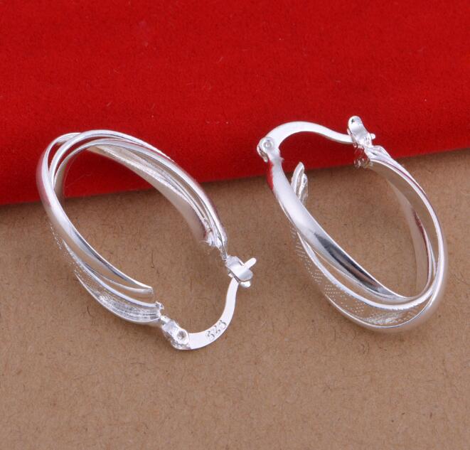 mix 12 style 12pairs/lot Mark 925 plating 925 sterling silver Double circle Ear hoop earrings fashion gifts hyperbole big Ear ring