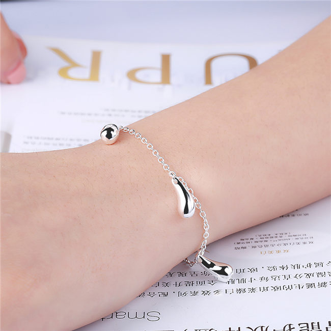Five water drop hand chain sterling silver plated bracelet ;Hot sale men and women 925 silver bracelet SPB218