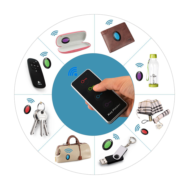 Smart GPS Tracker with LED Flashlight Functionality - Compact Wireless RF Locator Kit Including Four Receivers