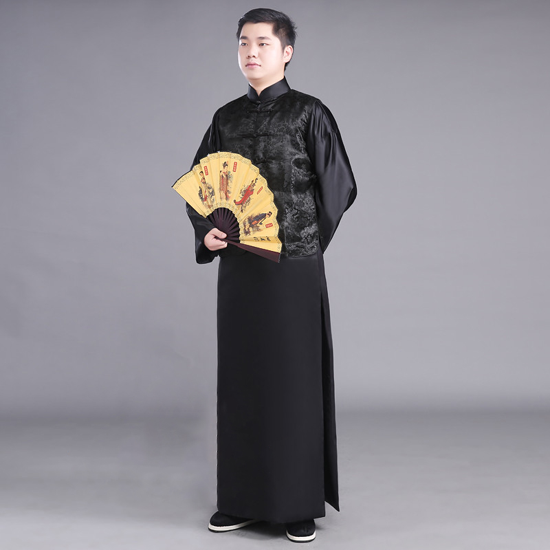 New film and television performance wear Chinese ancient costume male the Qing dynasty Robe Traditional male cheongsam ethnic clothing