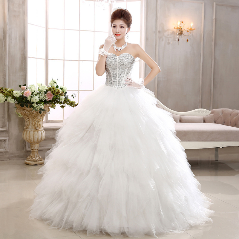 

100% Real Photo 2018 Fashion Wedding Dress Sexy High Quality Feather Princess Wedding Gown Lace Up Luxury Dress Ball Gown Tiered, White