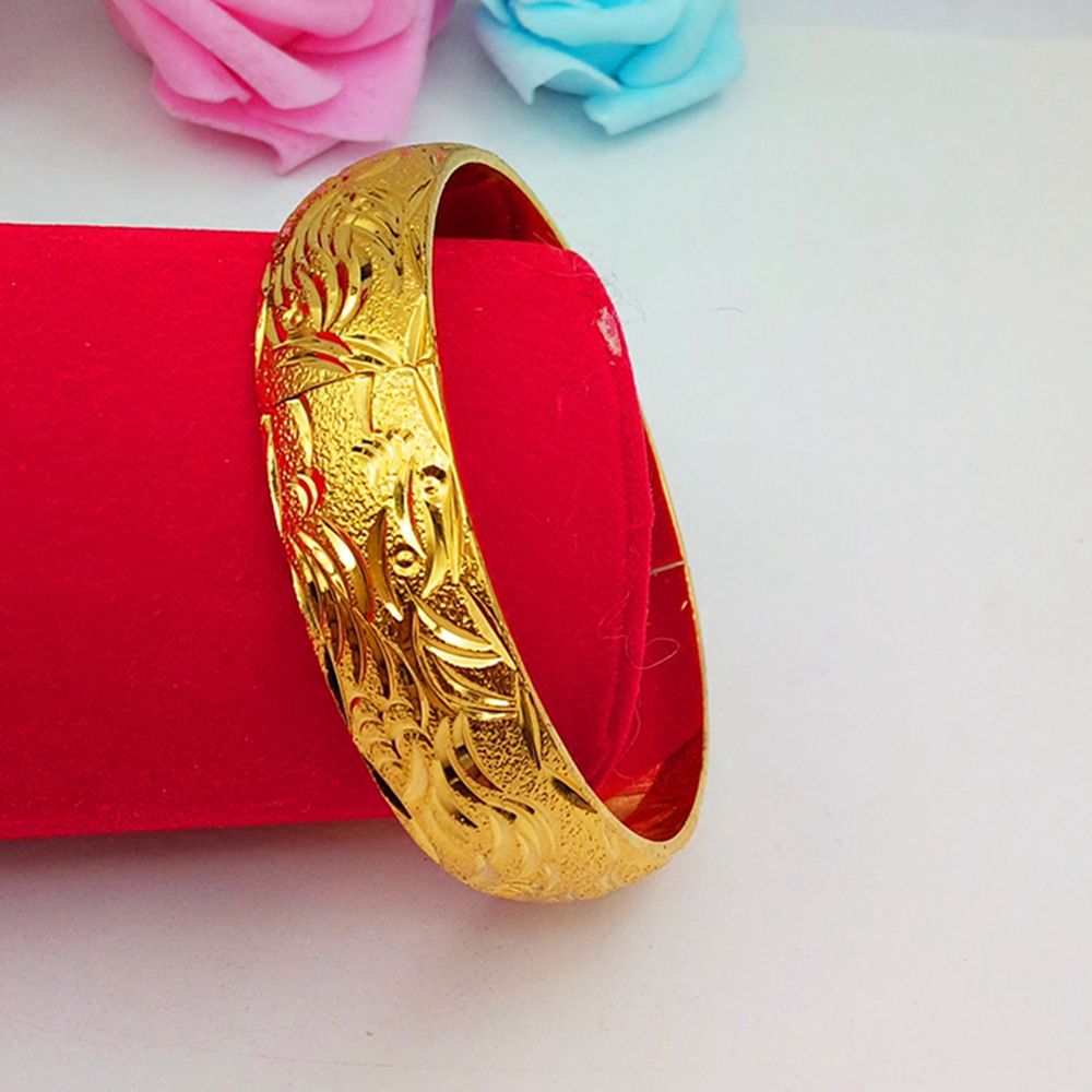 2 Pieces Wholesale Phoenix Thick Bangle 18k Yellow Gold Filled Wedding Classic Style Womens Bangle Bracelet Gift