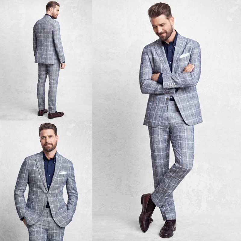 New Fashion Grey Grid Mens Suit Custom Made Groom Suit Wedding Suits For Best Men Two Piece Jacket Pants Gentlemen Groom Tuxedos, Black
New Fashion Grey Grid Mens Suit Custom Made Groom Suit Wedding Suits For Best Men Two Piece Jacket Pants Gentlemen Groom Tuxedos, Black
