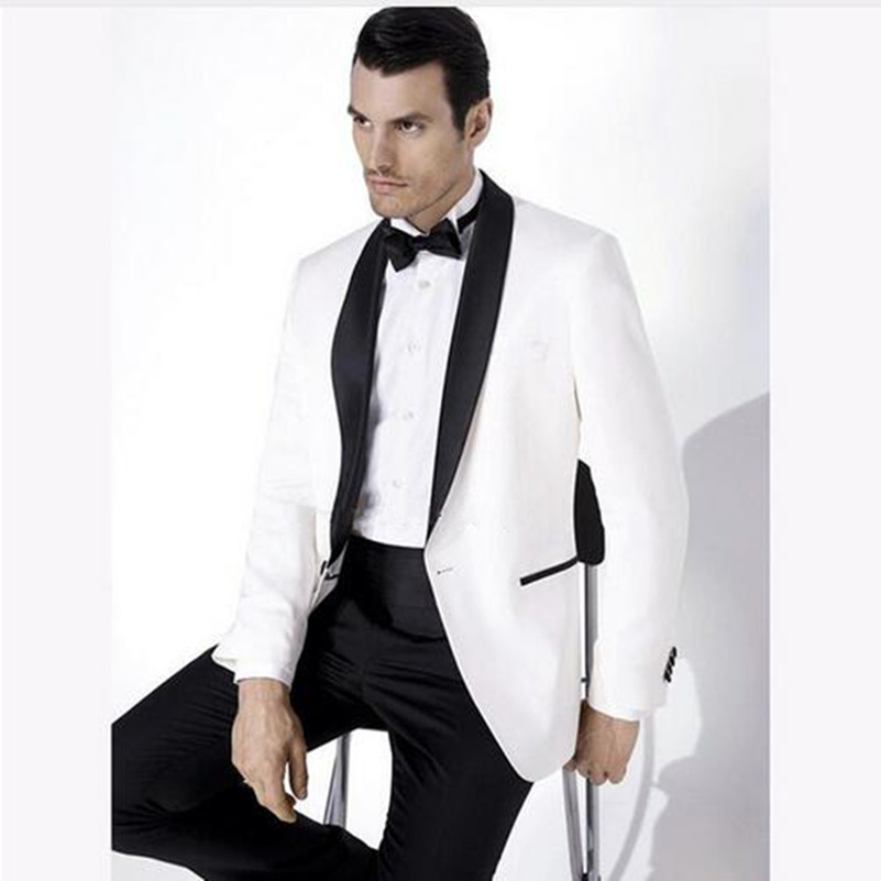 2018 White Wedding Suits For Men Shawl Black Collar 2 Pieces Slim Fit Groomsmen Suit Mens Tuxedos ( Jacket+Pants), Sliver
2018 White Wedding Suits For Men Shawl Black Collar 2 Pieces Slim Fit Groomsmen Suit Mens Tuxedos ( Jacket+Pants), Sliver