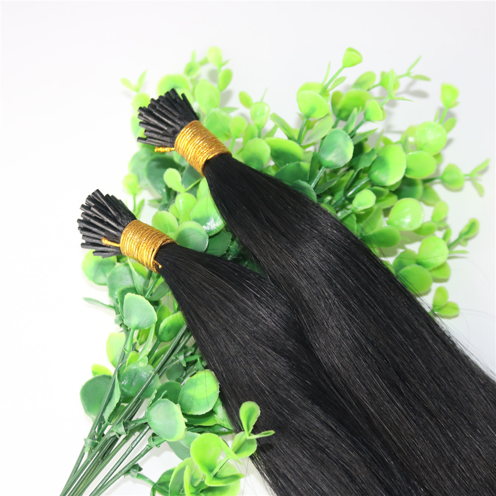 100Strands 100g/set Pre-bonded Brazilian Remy Human Hair Extension Natural Black I Stick tip Hair Extension