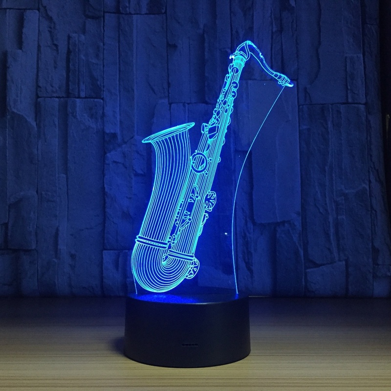 2018 New LED Night Light Saxophone USB 3D Lamp 7 Colors Touch Sensor 3D Bedroom Lights Atmosphere Decoration Gift