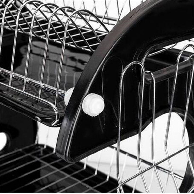 Free shipping Multifunctional Dual Layers Bowls & Dishes & Chopsticks & Spoons Collection Shelf Dish Drainer Black