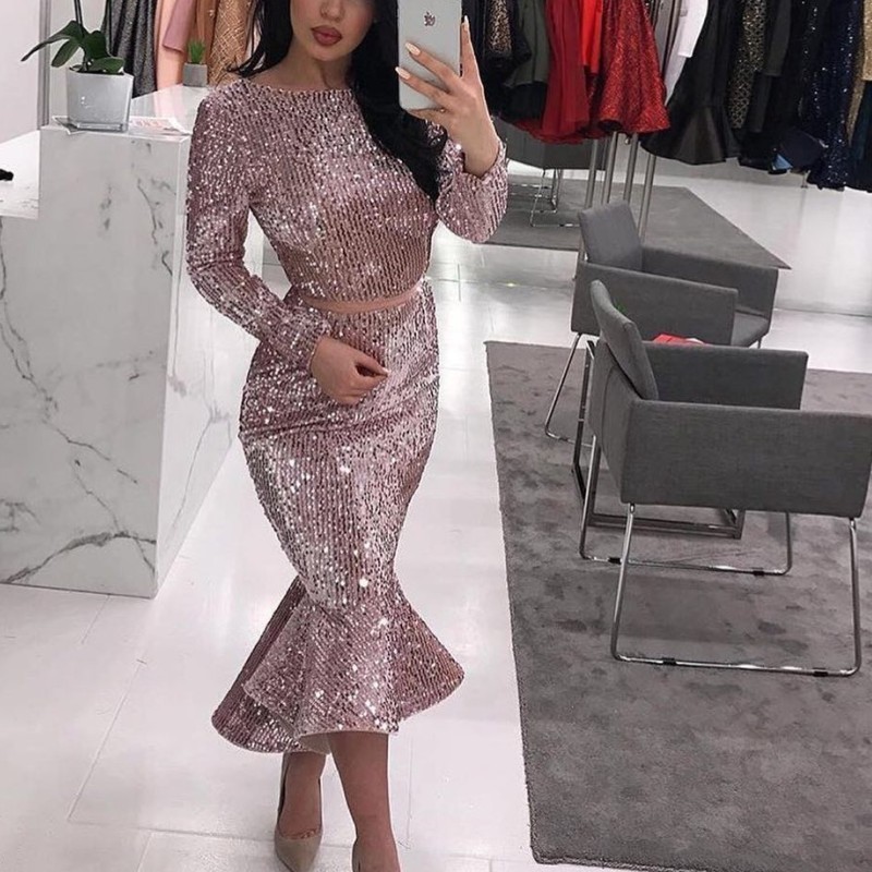 Plus-Size Sparkly Party Dress Jewel Neckline Long Sleeve Sash Sequins Mermaid Prom Dresses Fashion Sexy Tea Length Cocktail Dress Prom Gown, Gray
Plus-Size Sparkly Party Dress Jewel Neckline Long Sleeve Sash Sequins Mermaid Prom Dresses Fashion Sexy Tea Length Cocktail Dress Prom Gown, Gray