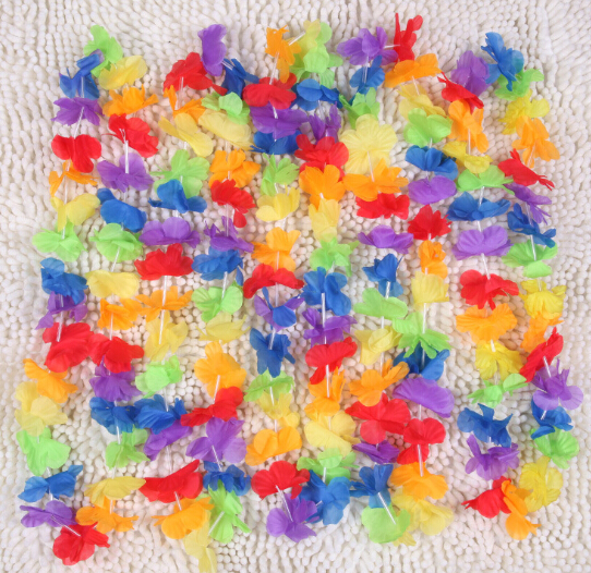 Hawaiian rainbow flower Leis artificial flower beach garland Necklace Luau Party gay pride 40 inches multi colour