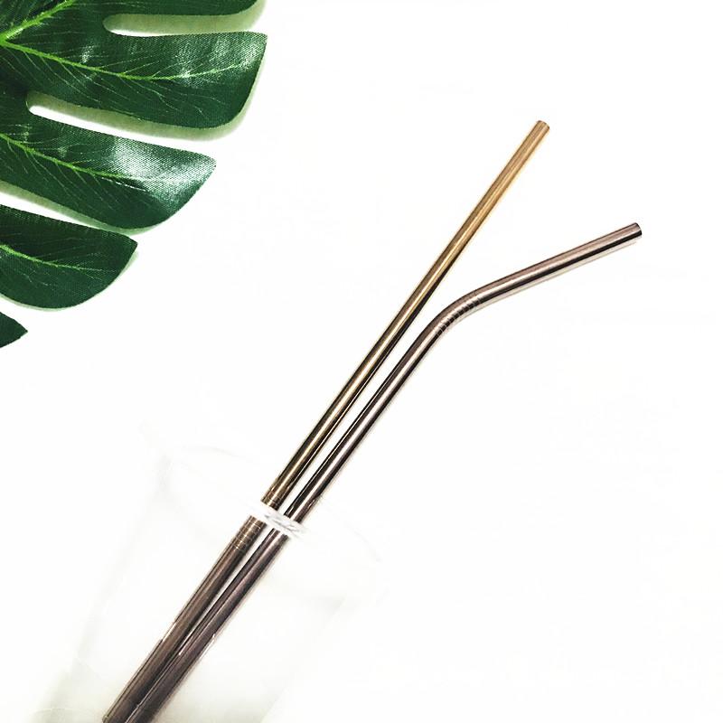 8.5inch 10.5inch Reusable Stainless Steel 304 Bent Straight Drinking Straws for for 900ML Cup Gold Rose Gold Black Rainbow Color