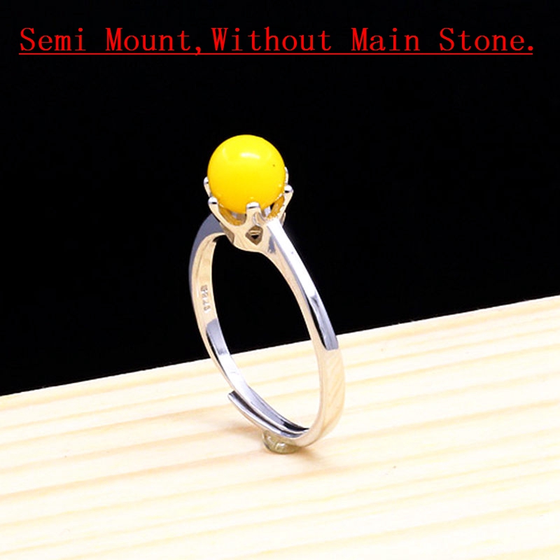 925 Sterling Silver Women Engagement Wedding Ring 4-5MM Round Bead or Pearl Semi Mount Ring Wholesale