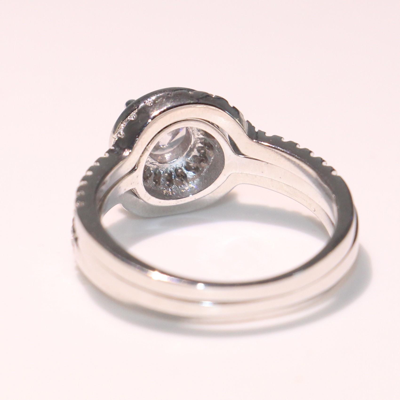 10KT White Gold Fill Topaz Pave CZ Dia 3pcs Wedding Band Ring for Women