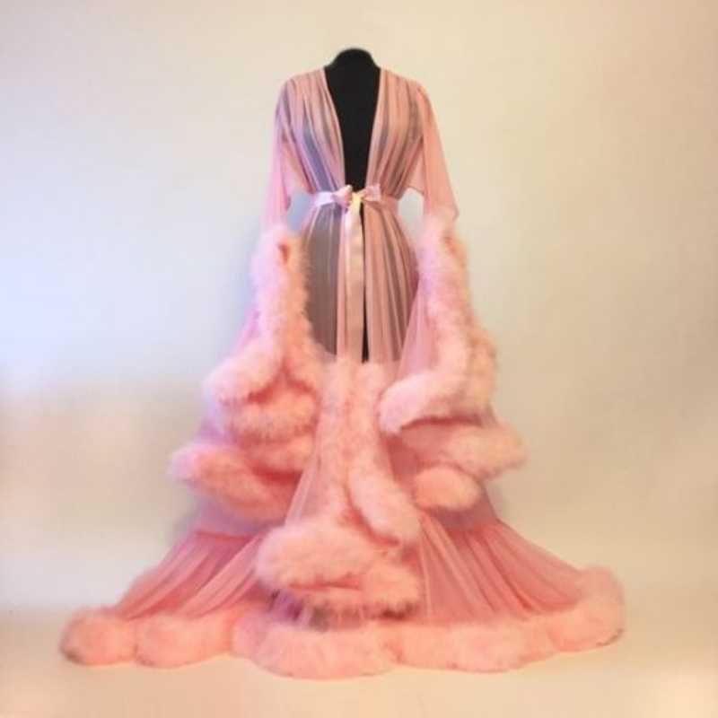 2018 New Sexy Luxury Women Lace Robe Dressing Gown Kimono See Through Babydoll Sleepwear Floor-Length Dress One Size