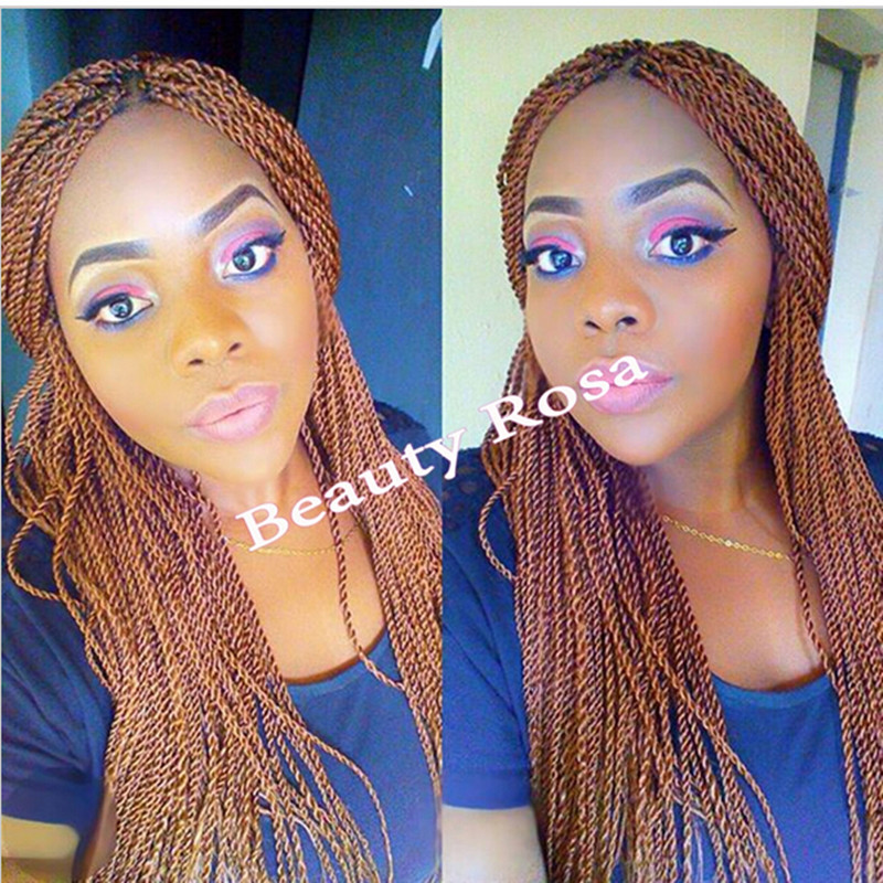 Beauty brown twist Braids wigs for black women long black lace front synthetic wig Senegalese Twist Wig for African Women