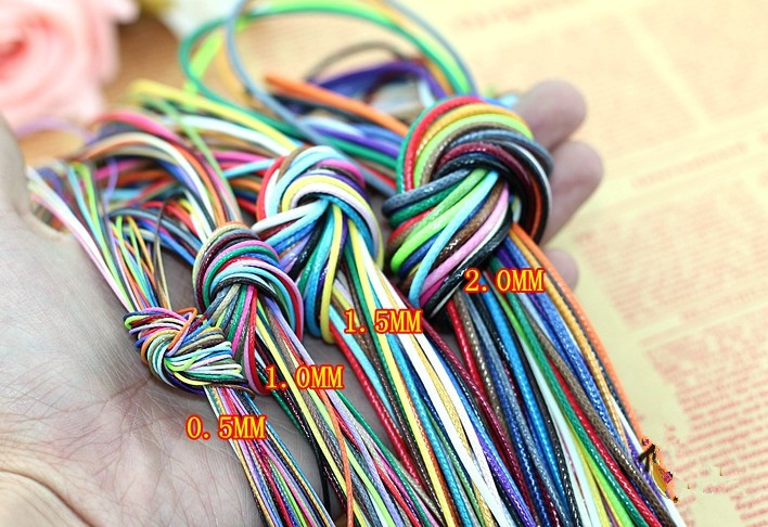 20colors/lot 1mmx 20m waxed polyester/poly cord/string waterproof DIY thong necklace bracelet leather craft free shipping HOT