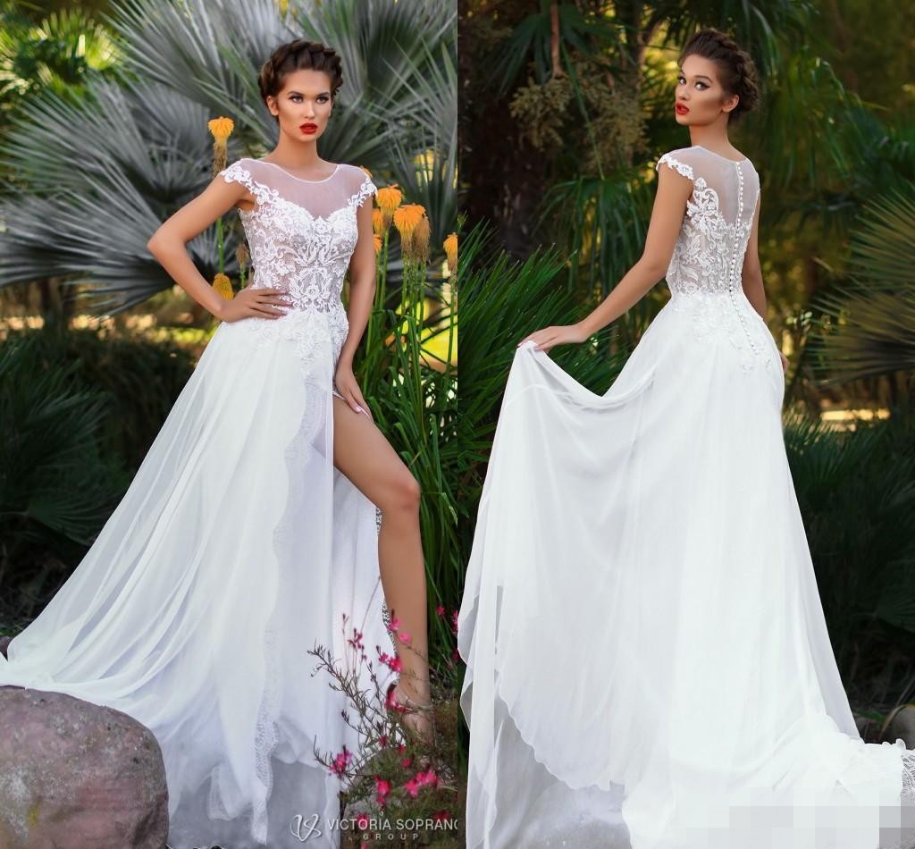 2019 Summer Beach Ivory Capped Sleeves Wedding Dresses A Line Tulle Lace Chiffon Thigh-High Split Bridal Gowns Cheap Wedding Dress, Black
2019 Summer Beach Ivory Capped Sleeves Wedding Dresses A Line Tulle Lace Chiffon Thigh-High Split Bridal Gowns Cheap Wedding Dress, Black
