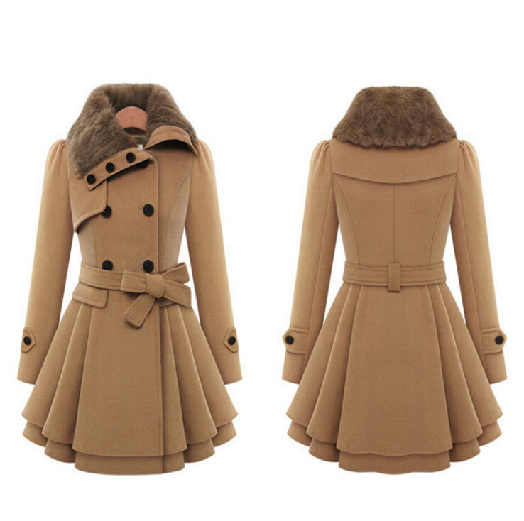 Winter Jacket Women Big Size Women Slim Long Sleeve Coat Double Breasted Coat Thick Coat Belt Womens Jacket Womens Coat