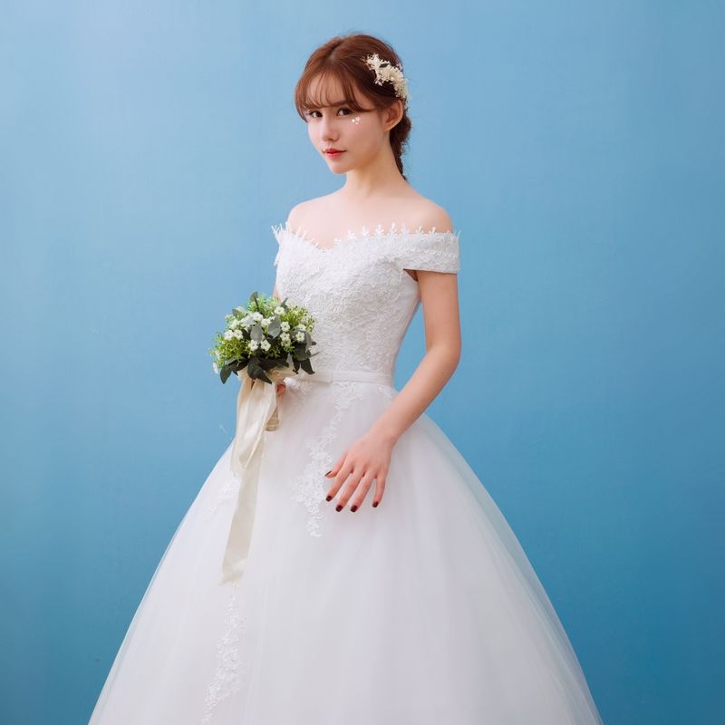 Real Photo Customized Boat Neck Princess Adjust Lace Up Wedding Dresses 2018 Elegant Bridal Gowns vestidos de noiva