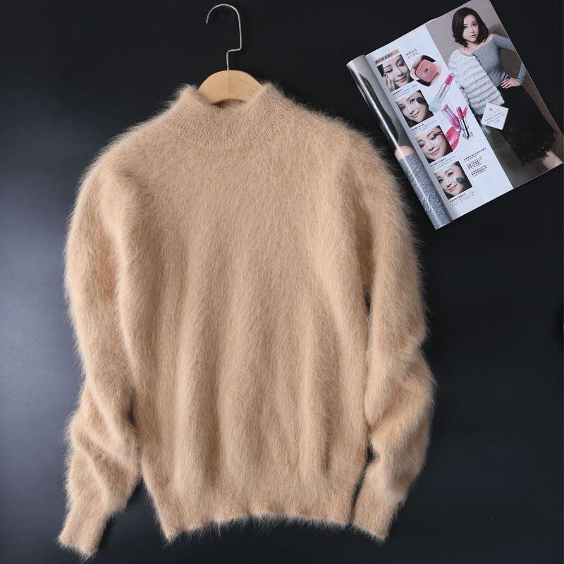 New genuine mink cashmere sweater women 100% mink cashmere pullovers with turtleneck collar free shipping JN465