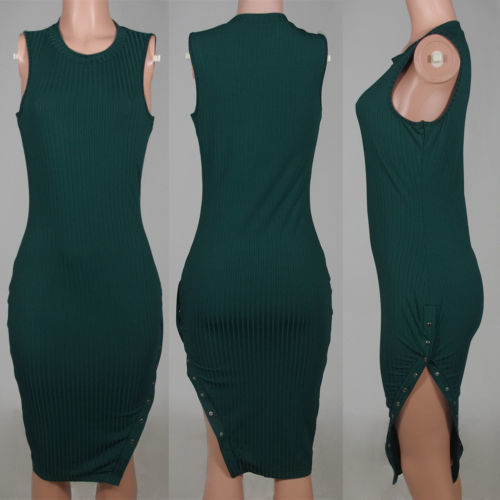 Hirigin Lady Women's Bodycon Adjustable Single Slit Dresses Sexy Women Party Outwear Tight FItting Fashion Sleeveless Dresses D1891703