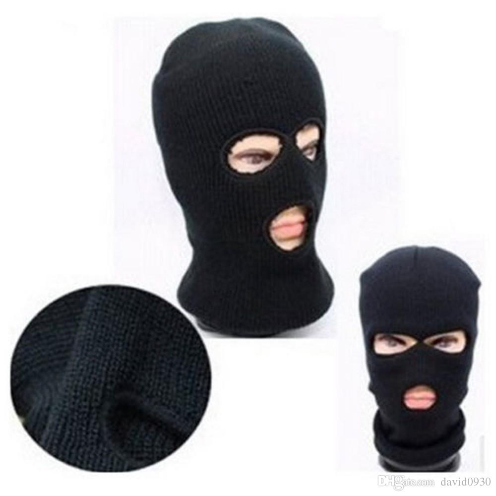 3Hole Knitted Full Face Cover Ski Mask Winter Balaclava Warm Knit Mask for Outdoor Sports