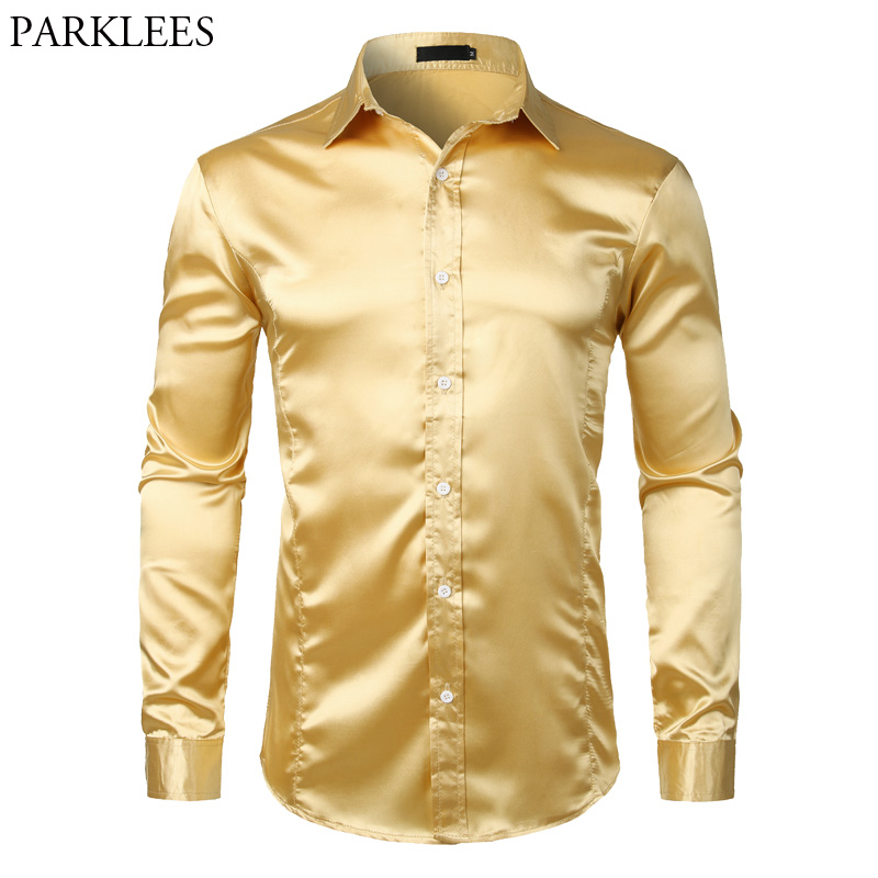 Gold Smooth Silk Satin Dress Shirt Men Slim Fit Long Sleeve Chemise Homme Casual Wedding Club Party Prom Tuxedo Shirt Male -2XL, Red
Gold Smooth Silk Satin Dress Shirt Men Slim Fit Long Sleeve Chemise Homme Casual Wedding Club Party Prom Tuxedo Shirt Male -2XL, Red