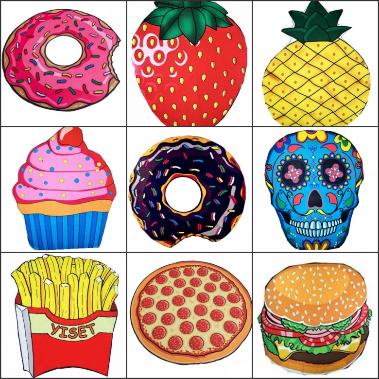 150cm Round Polyester Beach Towel Shower Blanket Ice Cream Strawberry Pineapple Pie Watermelon Printed Towels, Multi color
150cm Round Polyester Beach Towel Shower Blanket Ice Cream Strawberry Pineapple Pie Watermelon Printed Towels, Multi color