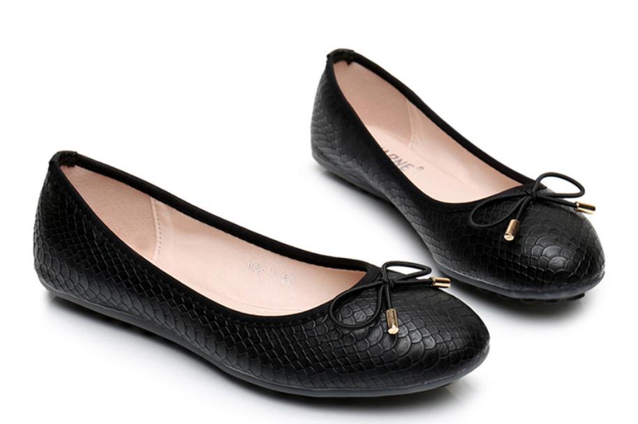 Free send 2018 spring Shallow mouth bowknot women shoes, Black