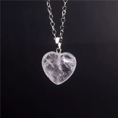 Natural White Crystal Peach Heart Pendant Necklaces Druzy12 Colors Agate Stainless Chains Or PU Leather Chain