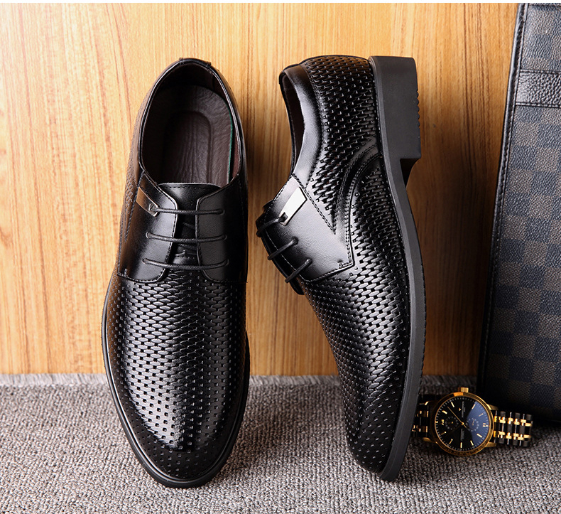 2018 High Fashion Men Shoes Ventilate Genuine Leather Lace Up Men Formal Occasions Shoes US Size 7-11 With Free Shipping
